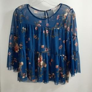 💥5 for 25 Pink peony mesh blouse